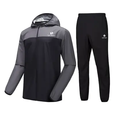 HOTSUIT Sauna Suit for Men Sweat Suits Gym Workout Exercise Sauna Jacket Pant Full Body, Gray