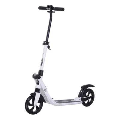 HOMCOM Folding Kick Scooter Teens Adult Ride On Adjustable Big Wheels White