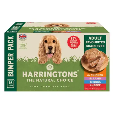 Harringtons Grain Free Hypoallergenic Wet Dog Food Favourites Pack 16x400g - Chicken, Lamb, Beef