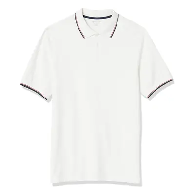 Men's Regular-Fit Cotton Pique Polo Shirt (Available in Big & Tall), White/Red/Navy, X-Large