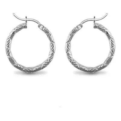 Jewelco London Sterling Silver D/C Twist Hoop Earrings - 3mm - 2.5cm - AER010A