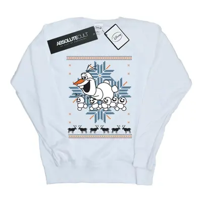 (M, White) Disney Womens/Ladies Frozen Christmas Olaf And Snowmen Sweatshirt