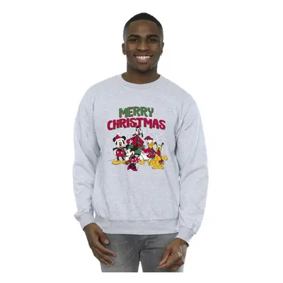 (S, Sports Grey) Disney Mens Mickey Mouse Merry Christmas Characters Sweatshirt