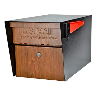 Mail Boss Curbside Wood Grain Mail Manager Locking Security Mailbox Steel Black