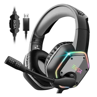 EKSA USB Gaming Headset - PC Headset with 7.1 3D Surround Sound Wired Headset with Noise Cancell