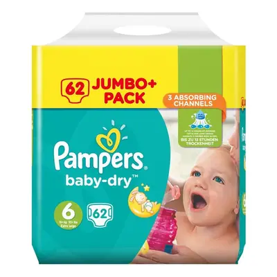 Pampers Baby Dry Nappies Size Jumbo+ Flexible Sides Fast Dry-Layers Pack of