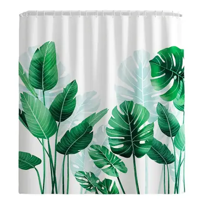 (A) 180x180cm Plantain Turtle Leaf Waterproof Shower Curtain 3/4PCS Bathroom Odorless Non-toxic 