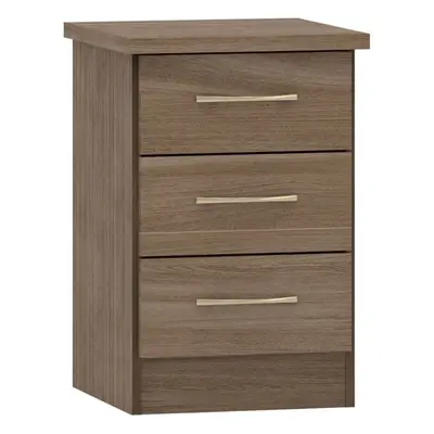 Nevada Drawer Bedside Rustic Oak Effect Metal Handles and Runners