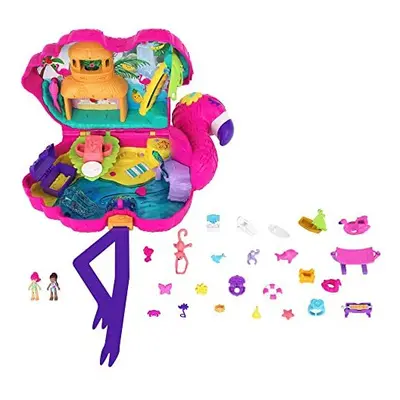 Polly Pocket Mini Toys, Large Compact Playset with Micro Dolls and Accessories, Flamingo Party, 