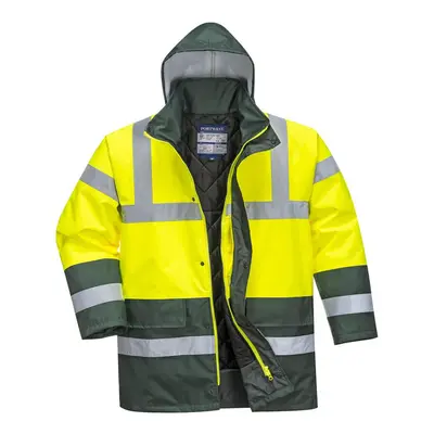 (L, Yellow/Green) Portwest Mens Contrast Hi-Vis Winter Traffic Jacket