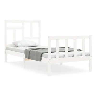 (white, x cm) vidaXL Bed Frame Bed Base Wooden Bed with Headboard Super King Size Solid Wood