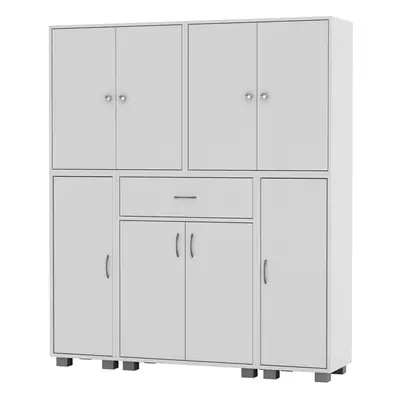 (White) Door Shelf Drawer Storage Cabinet Bookcase