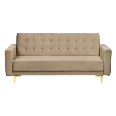 3 Seater Sofa ABERDEEN Sand Beige Velvet