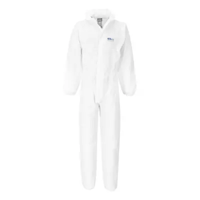 (M, White) Portwest Unisex Adult SMS FR BIZTEX Overalls (Pack of 50)