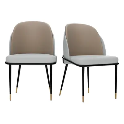 (Beige +Light Gray) Set of Luxury Double Colors Kitchen Dining Chair