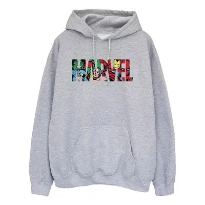 (L, Grey) Marvel Comics Womens/Ladies Infill Logo Heather Hoodie