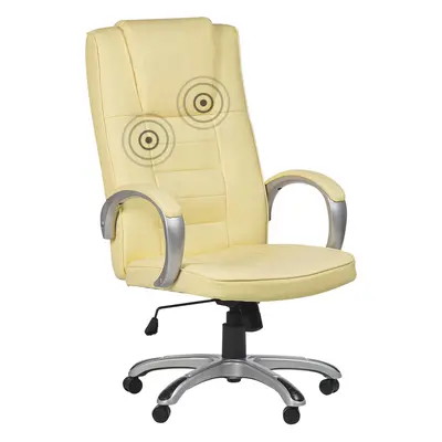 Massage Chair Faux Leather Cream GRANDEUR