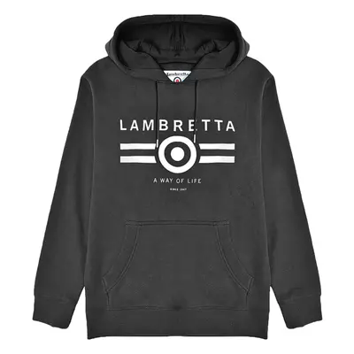 (S, Black) Lambretta Mens Logo Graphic Pullover Sweatshirt Jumper Hoody Hoodie