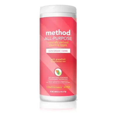 METHOD Pink Grapefruit All Purpose Cleaning Wipes MultiSurface Compostable Count Pack of