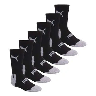 PUMA boys Pack Cut Crew Socks Black/Grey 7-8.5 US