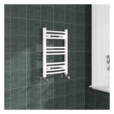 (600x400mm, White) NRG Curved Central Heating Towel Rail Bathroom Heated Rad Radiators Ladder Wa