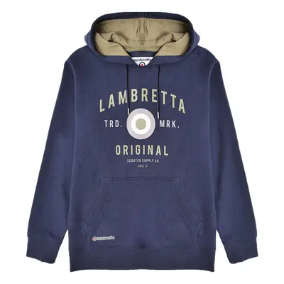 (S, Navy) Lambretta Mens Original Target Print Pullover Sweatshirt Hoody Hoodie Jumper