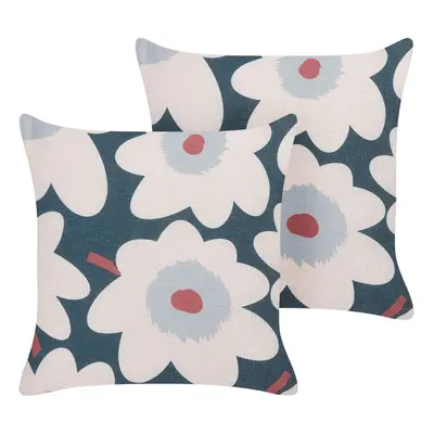 Set of Cushions Floral Pattern x cm Multicolour SESBANIA