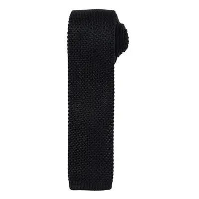 (One Size, Black) Premier Mens Slim Textured Knit Effect Tie (Pack of 2)