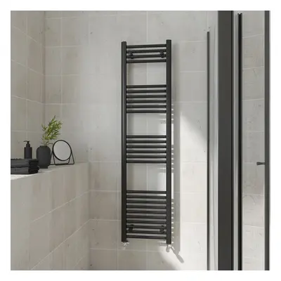 (Straight, 1600x400mm) Warmehaus Heated Towel Rail Black Bathroom Ladder Style Radiator Central 