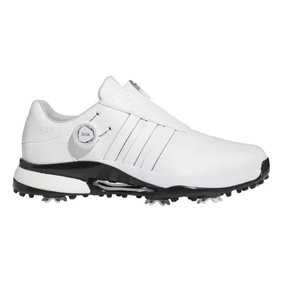 (UK 10.5, White/White/Black) adidas Golf Mens Tour Boa Fastening Premium Golf Shoes