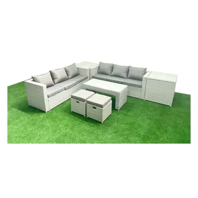 Fimous Seater Garden Outdoor Rattan Furniture Set Rattan Garden Sofa Oblong Coffee Table with Sm