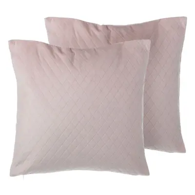 Set of Velvet Cushions Diamond Quilt x Pink PASQUE