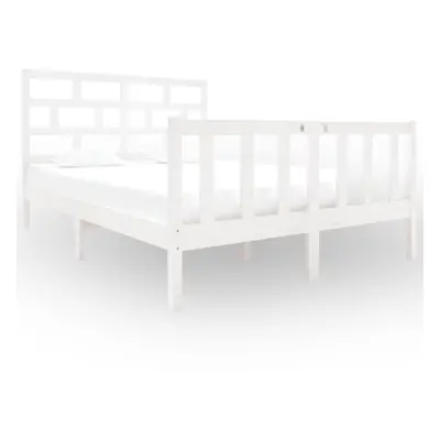 (white, x cm) vidaXL Bed Frame Bed Base Bedstead Bedroom Mattress Foundation Solid Wood Pine