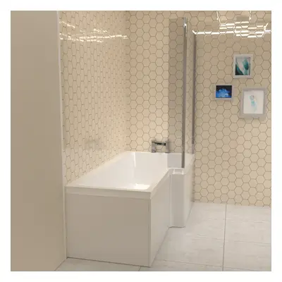 Modern Bathroom L-shape Shower Right Hand Bath Screen And Front Panel