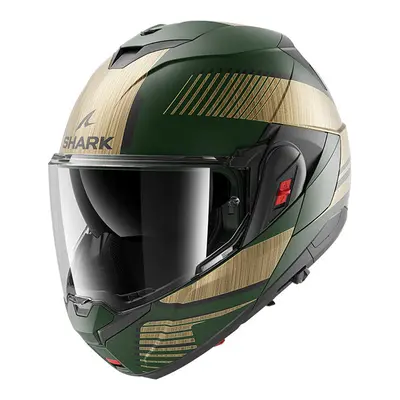 (M) Shark OXO Flip Up Helmet Sikter Matt Green / Gold