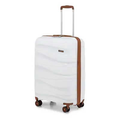 (Cream, inch) One Or Four Pieces Lightweight PP Hard Shell Suitcase With TSA Lock