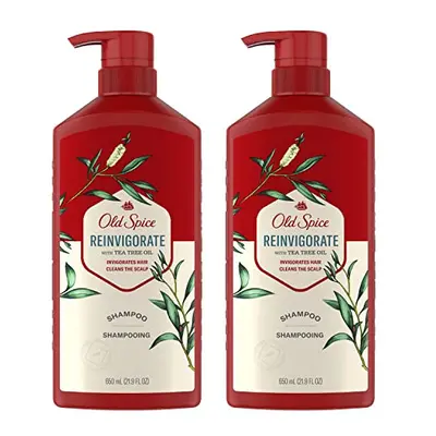 Old Spice Reinvigorate Shampoo for Men with Tea Tree Oil, 21.9 Oz Each, Twin Pack