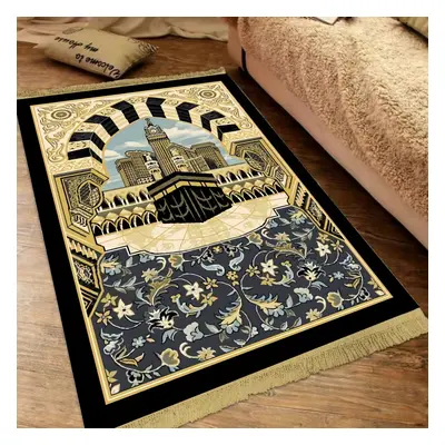 1pc Soft and Non Slip Islamic Prayer Rug for Men and Women Perfect for Ramadan and Eid Machine W