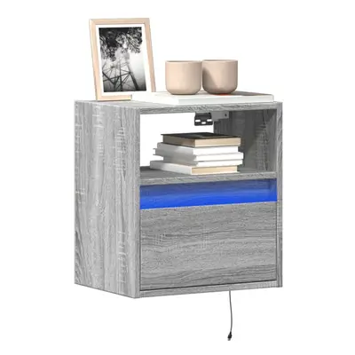 vidaXL TV Wall Cabinet with LED Lights Grey Sonoma 41x31x45 cm