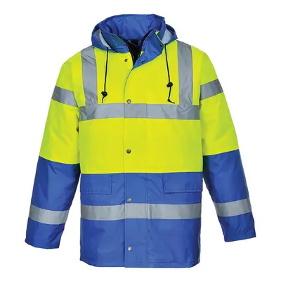 (S, Yellow/Royal Blue) Portwest Mens Contrast Hi-Vis Winter Traffic Jacket