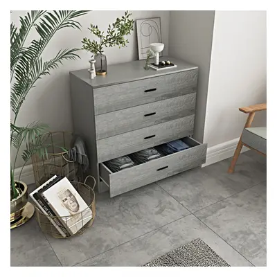 (Grey Carcass]+Ash Grey Drawers, 4) Or Drawer Wooden Bedroom Chest Cabinet Modern Wide Storage C