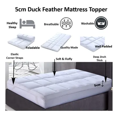 (Super-King) Luxury Mattress Topper Duck Feather & Down Extra Thick Box Constructed Stitched