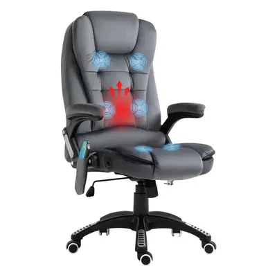 Vinsetto Office Chair w/ Heating Massage Points Relaxing Reclining Grey