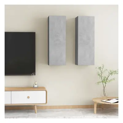 vidaXL 2x TV Cabinets Concrete Grey Chipboard Wall Mounted Hifi Stand Indoor