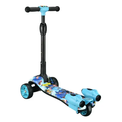 (Blue Camo) Wheel Kids Scooter Foldable Steam Sprayer Kick Scooters Bluetooth Flashing LED