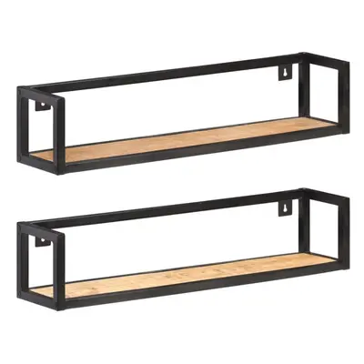 vidaXL 2x Rough Mango Wood Wall Shelves cm Home Decor Floating Display Rack