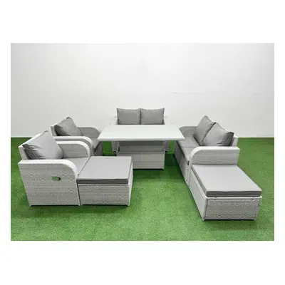 Fimous Seater Outdoor Reclining Chair Love Sofa Set Rattan Garden Furniture Set with Adjustable 