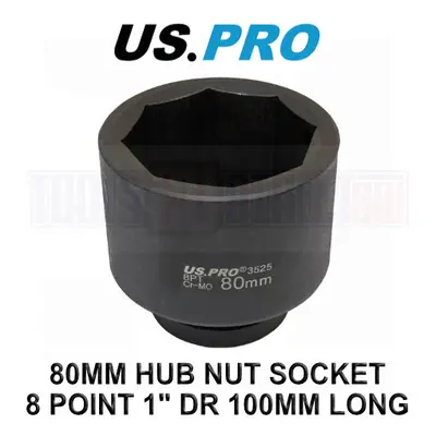 US PRO Tools 1" dr 80mm Impact Hub Nut Socket Point 100mm Long Scania HGV