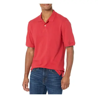 Mens Regular-Fit cotton Pique Polo Shirt (Available in Big & Tall), Red, Large