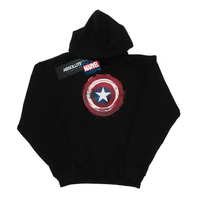 (L, Black) Marvel Mens Captain America Splatter Shield Hoodie